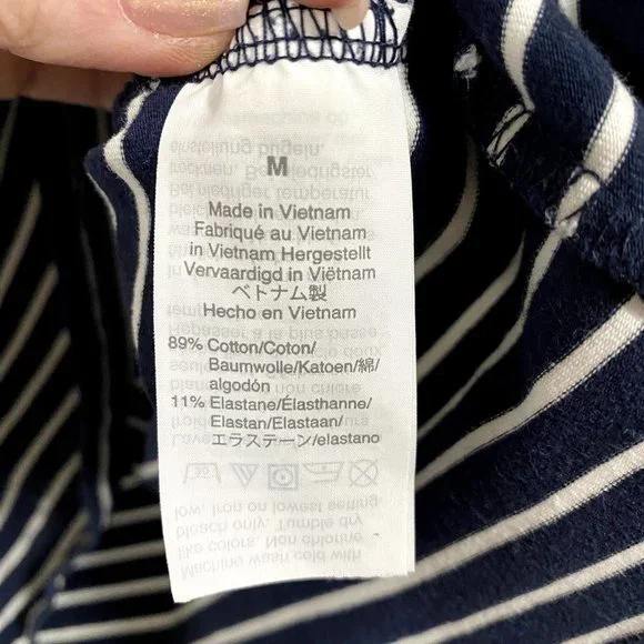 J. Crew‎ Square Neck T-Shirt in Blue White Stripes Size M - Picture 3 of 6